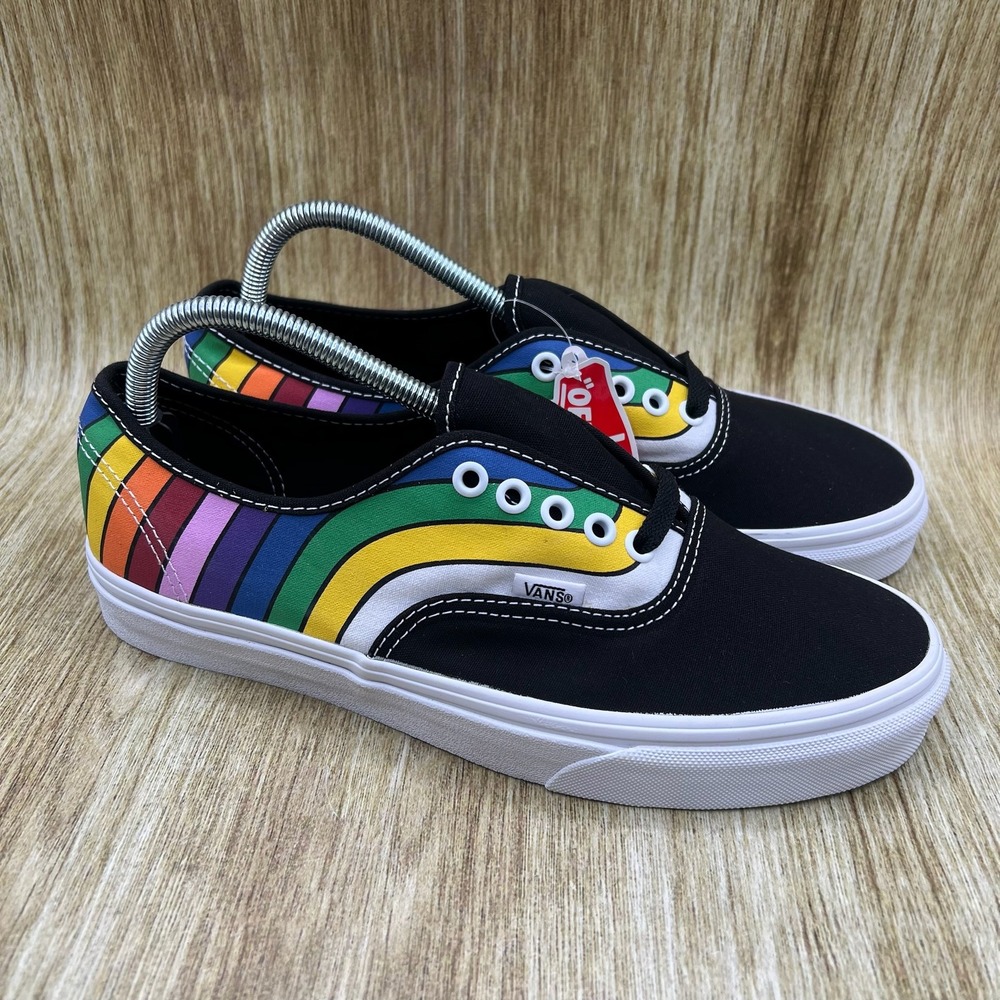 Vans Authentic 'Refract Rainbow' Men's Size 9 Black Multi Color Low Top Sneakers